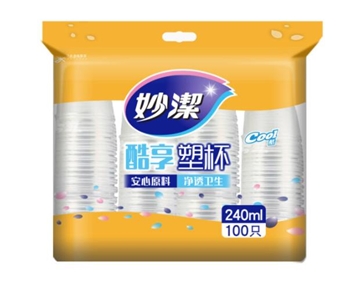 妙洁 塑料一次性中杯 240ml*100只