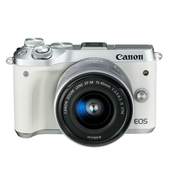 佳能（Canon）EOS M6（EF-M15-45mmf/3.5-6.3IS STM）微型可换镜数码相机 银色 含电池*2/64G内存卡/单反模拟套装