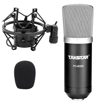 得胜（TAKSTAR）天籁PC-K500简装版 电容麦克风电脑录音K歌专业电容话筒 黑色