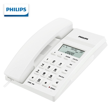 飞利浦(PHILIPS）电话机座机 固定电话 办公家用 免提通话 免电池 来电显示 CORD040白色