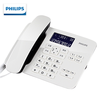飞利浦（PHILIPS）电话机座机 固定电话 办公家用 免电池 来电显示 屏幕可调节 CORD042 (白色)