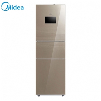 美的（Midea）235升三门冰箱风冷无霜 大屏智能 宽幅变温 玻璃面板 家用大容量三开门电冰箱