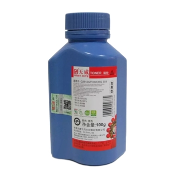 天威(PrintRite)瓶装碳粉 Q2612A/FX9/CRG303 蓝瓶装 100g 加黑型 黑色