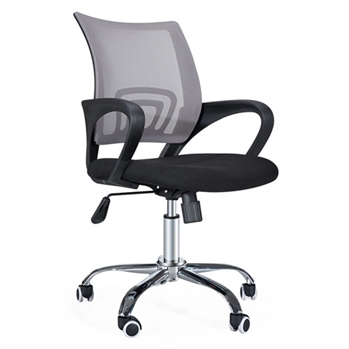 HiBoss 电脑椅办公椅透气网布椅商务洽谈椅职员椅 黑色脚轮+灰网+黑色坐垫