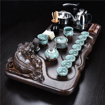 喝茶功夫茶具套装整套陶瓷家用简约现代中式茶盘办公室欧式全自动