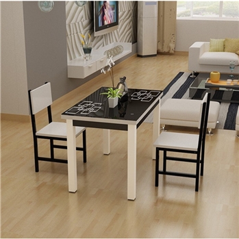 现代简约餐桌椅组合 家用大小户型钢化玻璃餐桌长方形饭桌小吃桌 120*70一桌6椅升级版