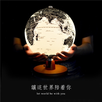 朴坊 包邮地球仪台湾 20cm欧式英文版高清发光地球仪 LED地球仪灯