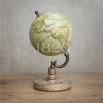 1820HOME 法式美式乡村 实木雕刻做旧复古地图/迷你复古地球仪