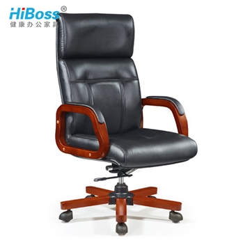 HiBoss 办公家具 经理主管财务办公椅 老板电脑椅老板椅大班椅 黑色西皮