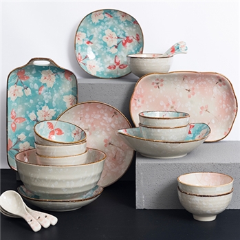 6人陶瓷日式家用碗筷碗盘盘子碗碗碟餐具饭碗套装套碗景德镇漫喵